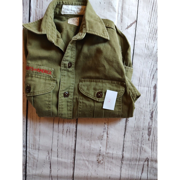 Vintage Boy Scouts of America Official Shirt Sanforized Neck Olive Green READ #2 - Picture 11 of 11